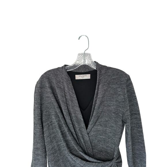MM Lafleur Gray Speckled Career Office Slimming Casey‎ Faux Wrap Dress Medium - Picture 3 of 11